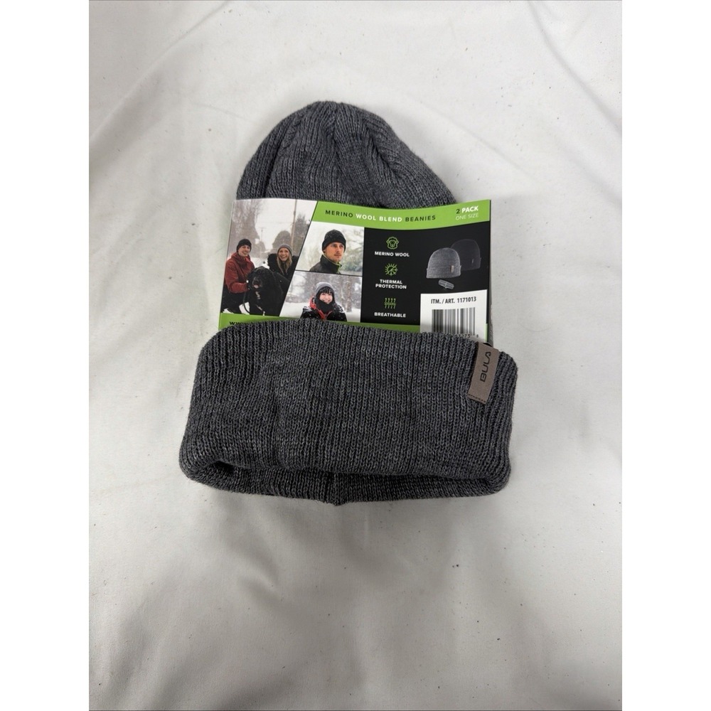 Bula‎ Merino Wool Blend Beanies 2-Pack One Size 1 Black / 1 Gray